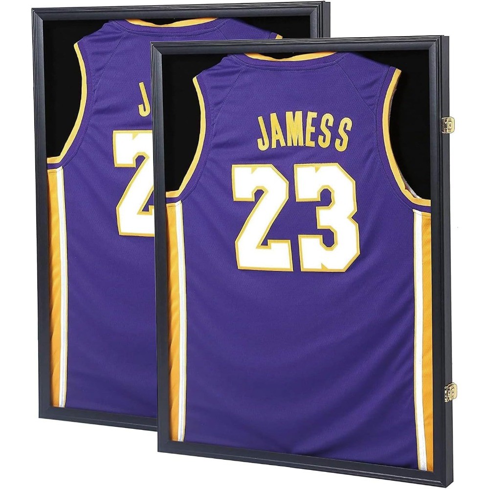 Jersey Frame Display Case Lockable Shadow Box UV Protection Acrylic Black