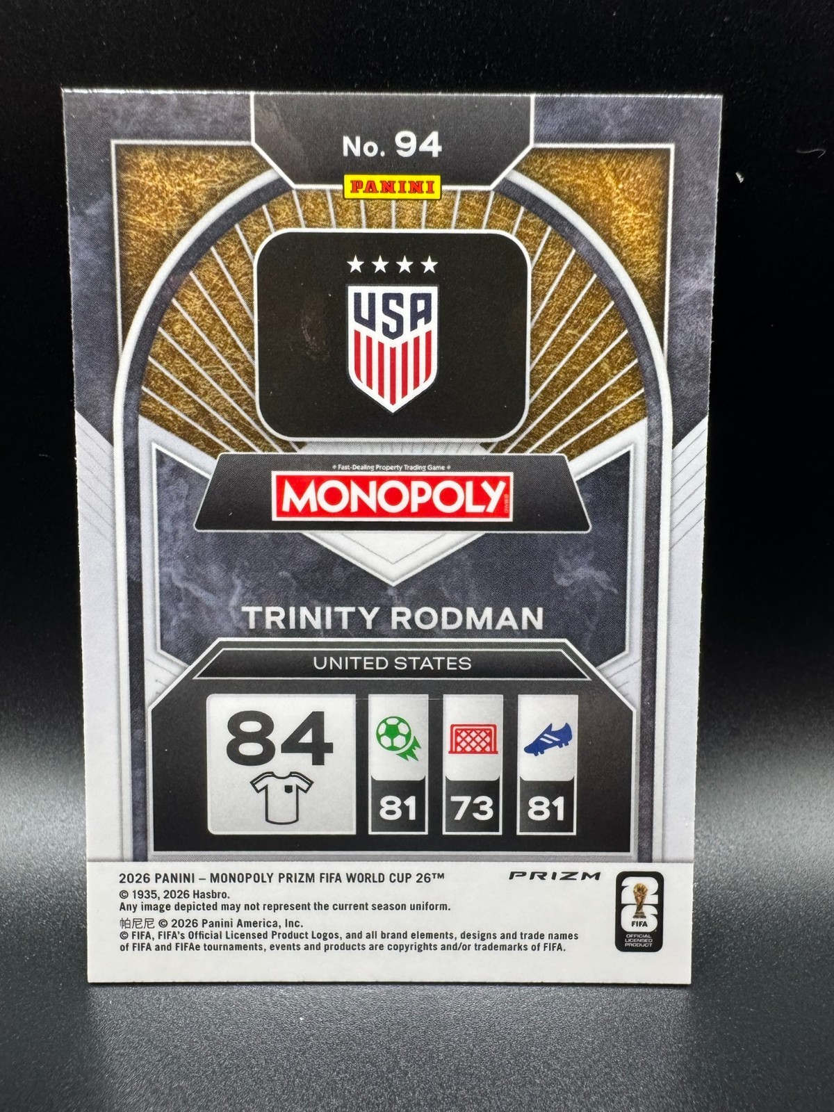 2026 Panini Prizm Monopoly Trinity Rodman Gold Cracked Ice
