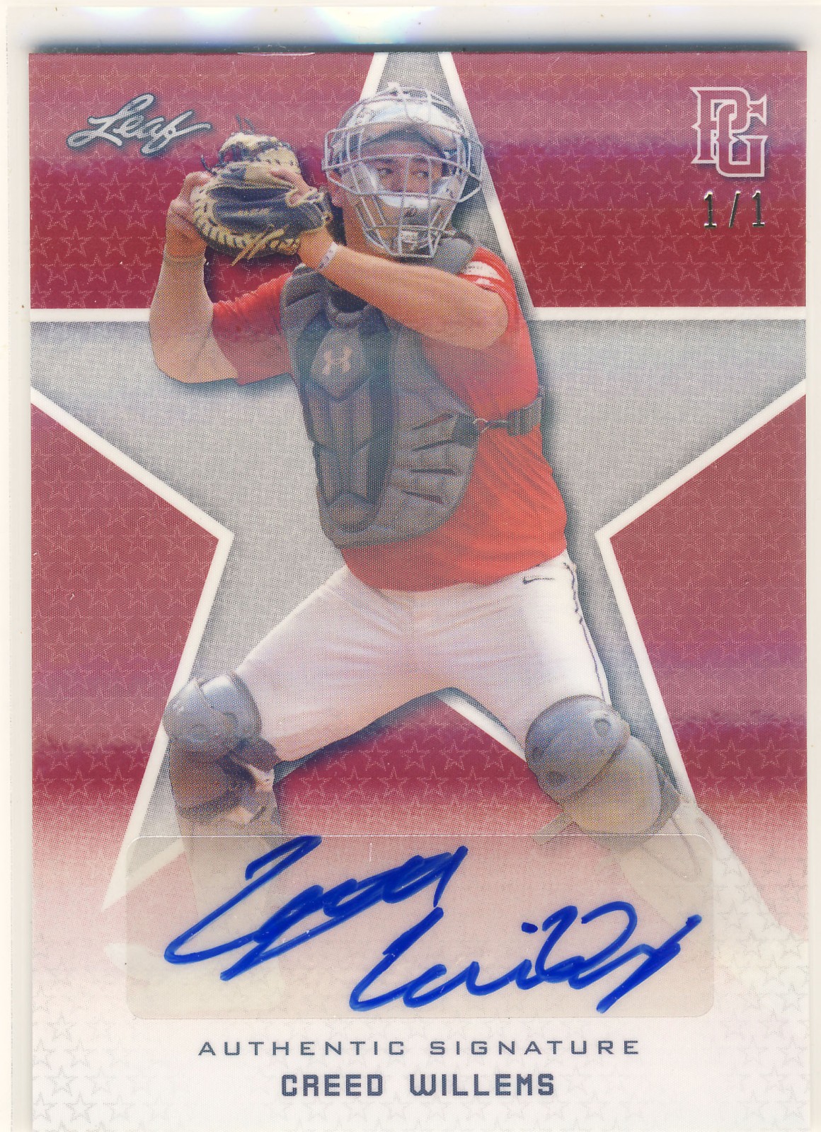 CREED WILLEMS 2020 Leaf Perfect Game PG SHIMMER AUTO /1 ORIOLES 1/1