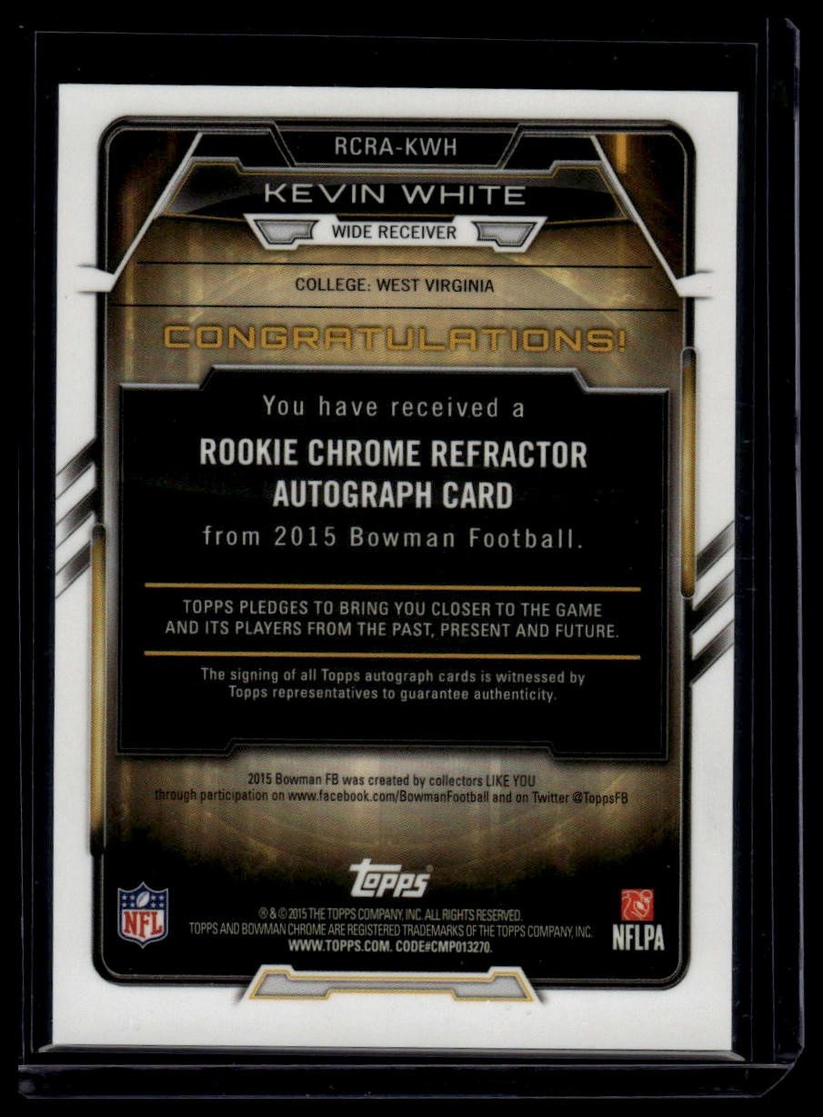 2015 Bowman #RCRA-KWH Kevin White Rookie Chrome Refractor Autographs