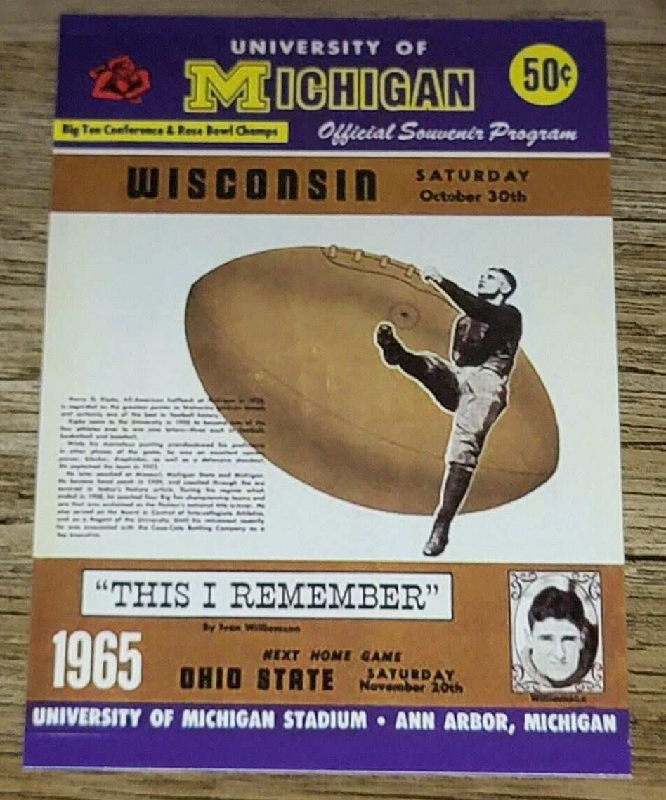 TK Legacy Michigan Wolverines PC42 Program Cover 1965 Wisconsin /250