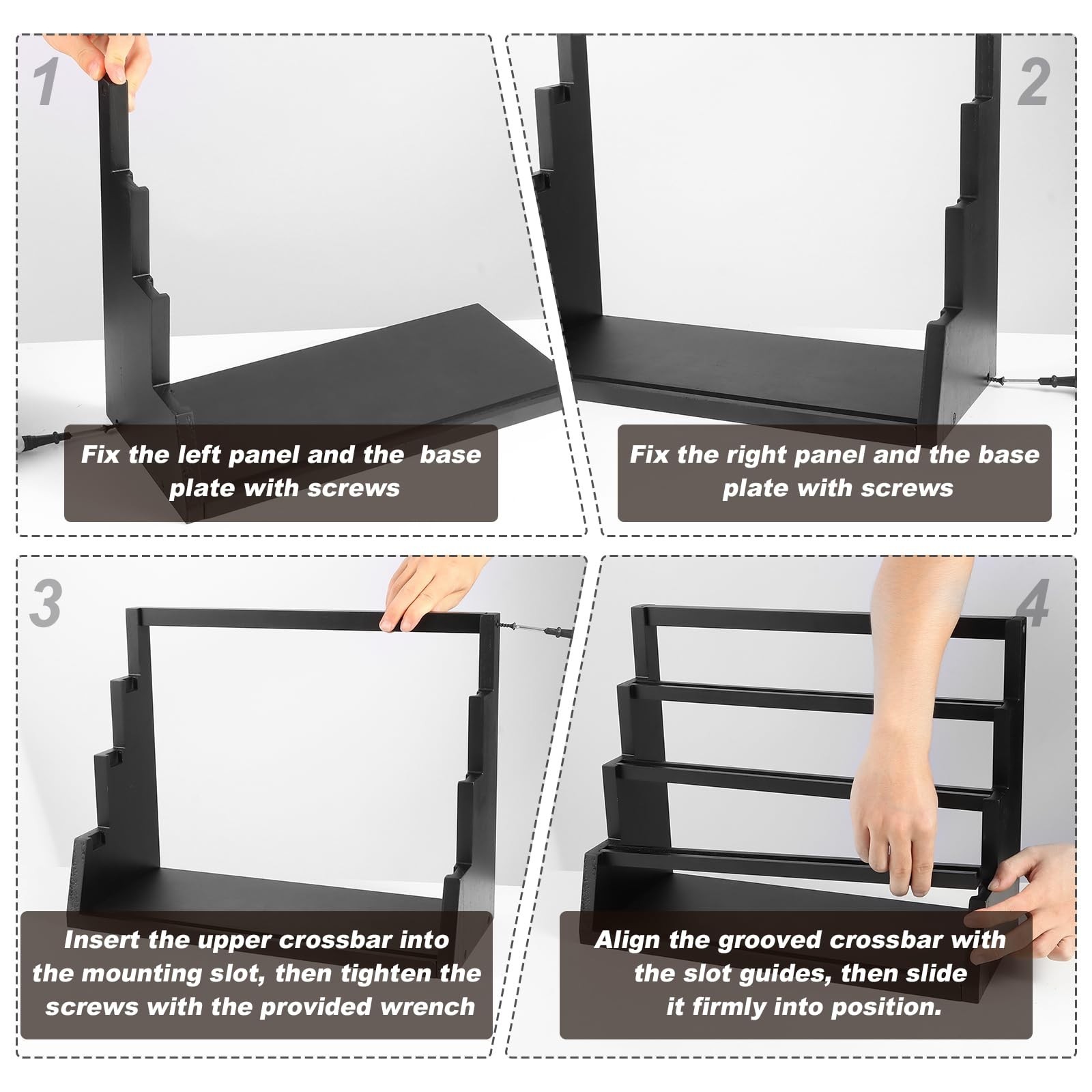 4-Tier Wooden Trading Card Display Case for Baseball & Football Collectibles, Sh