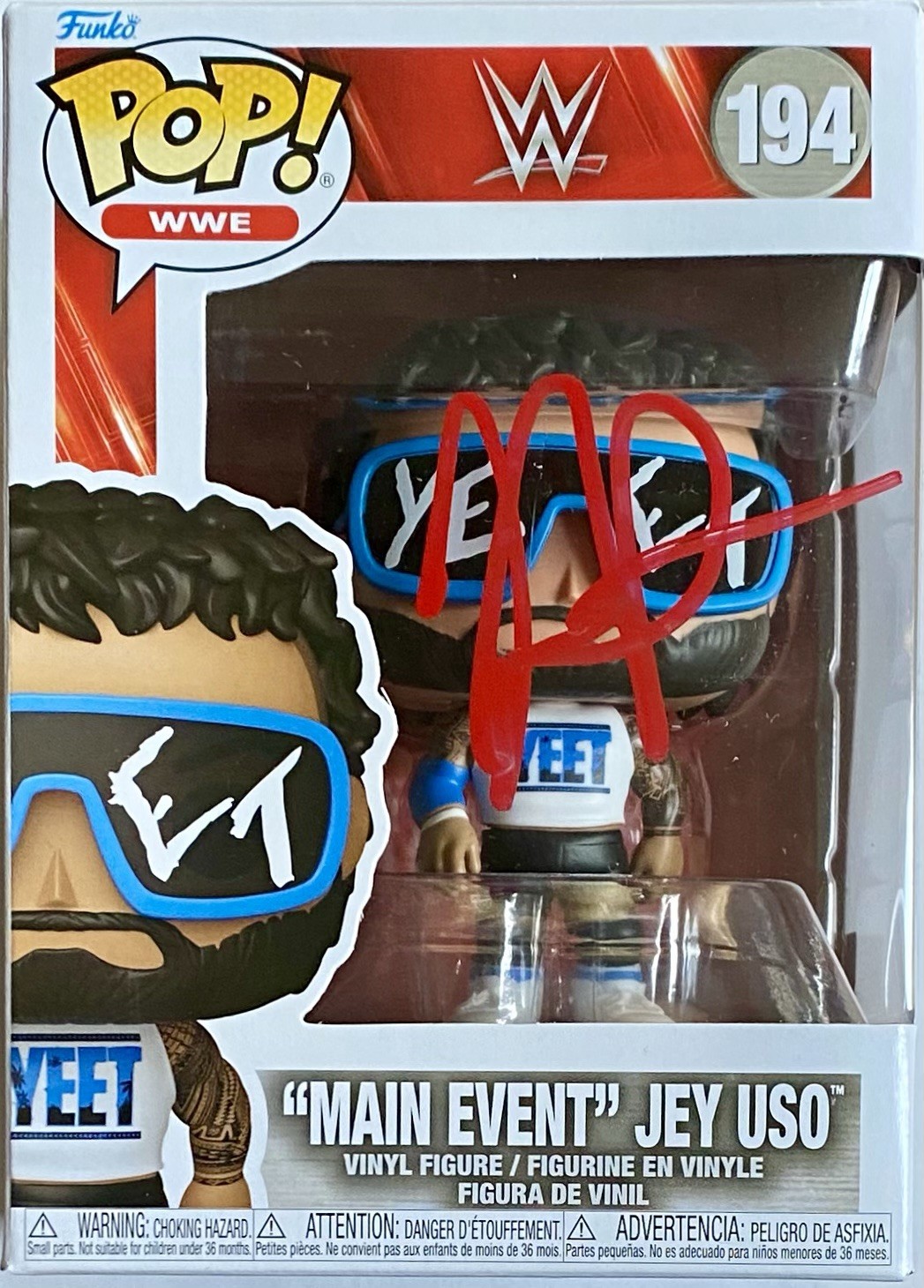 WWE JEY USO AUTOGRAPHED SIGNED FUNKO POP #194