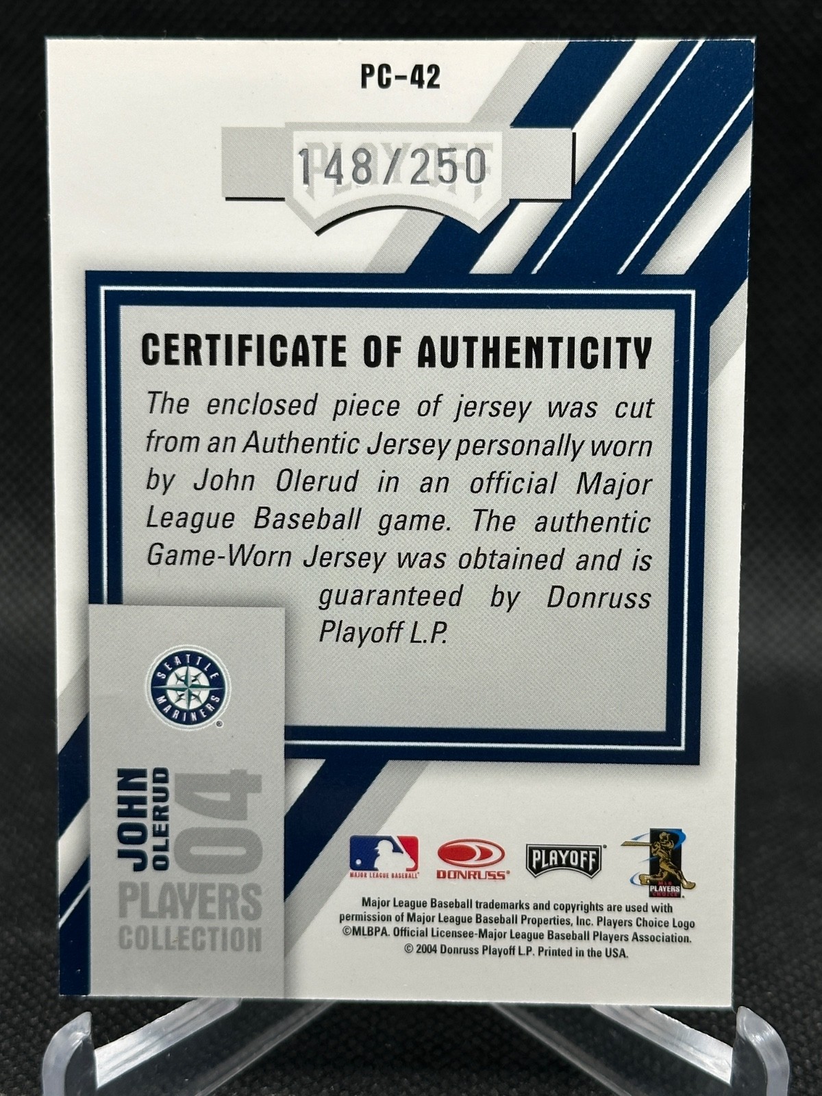 🔥2004 Playoff Honors GAME USED JERSEY RELIC John Olerud #PC-42 148/250 MARINERS