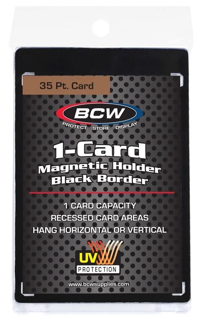 1 BCW Magnetic Card Holder – 35pt Black Border UV Protection Display Case New