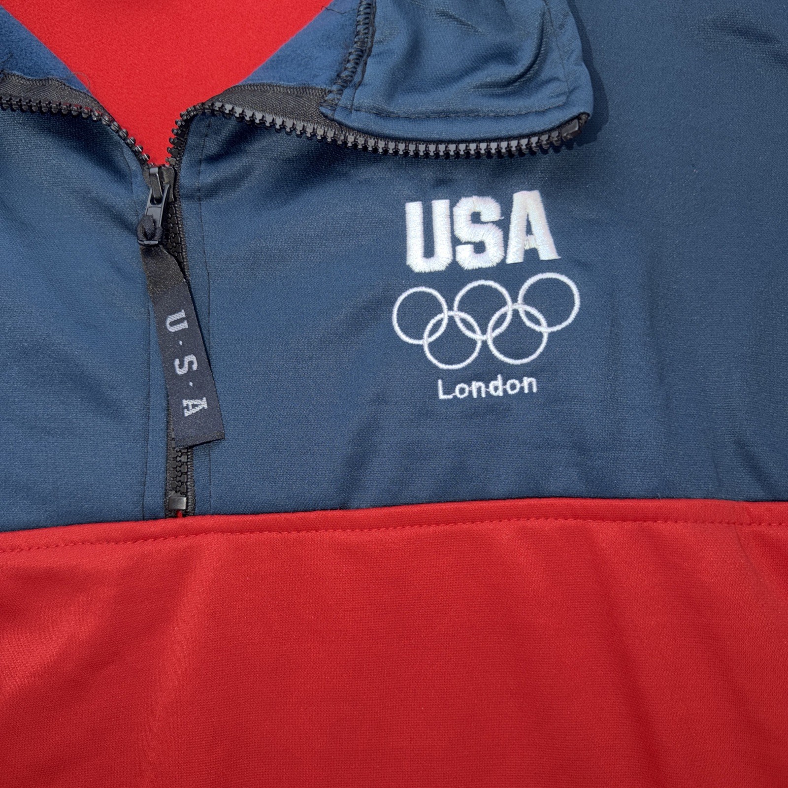 United States Olympic Committee Jacket Mens Large Made In USA London 1/4 Zip
