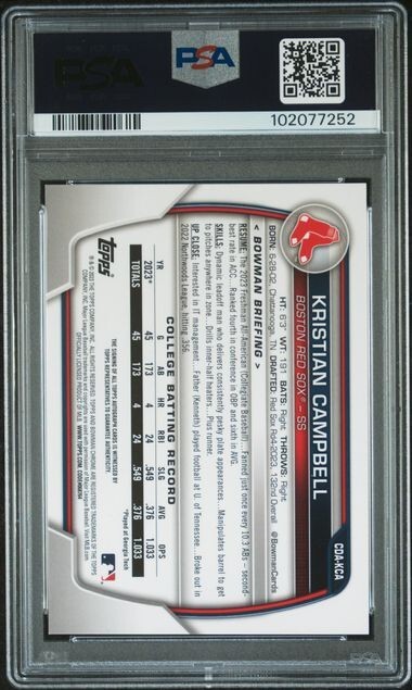 2023 Bowman Draft Kristian Campbell Chrome Prospect Auto 1st Bowman PSA 10