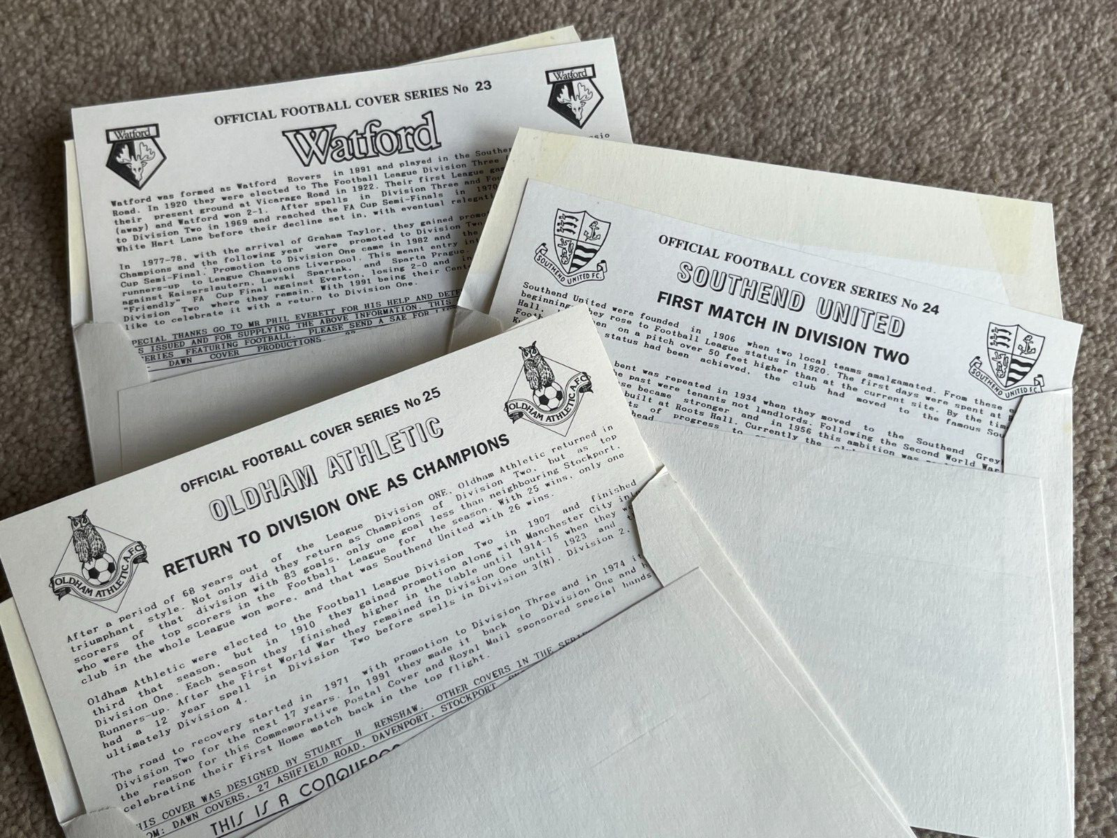 38 Official Football Cover Series First Day Postal Covers by Dawn 14th 1989-1992