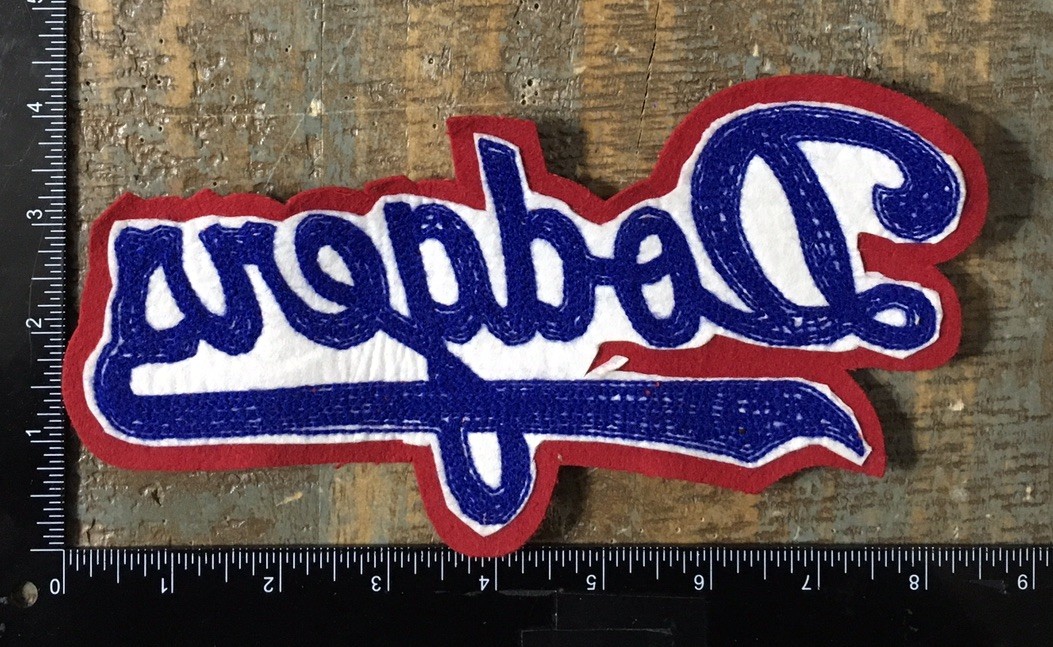 Vintage Los Angeles Dodgers MLB Baseball Team Script Logo Chenille Sew-On Patch