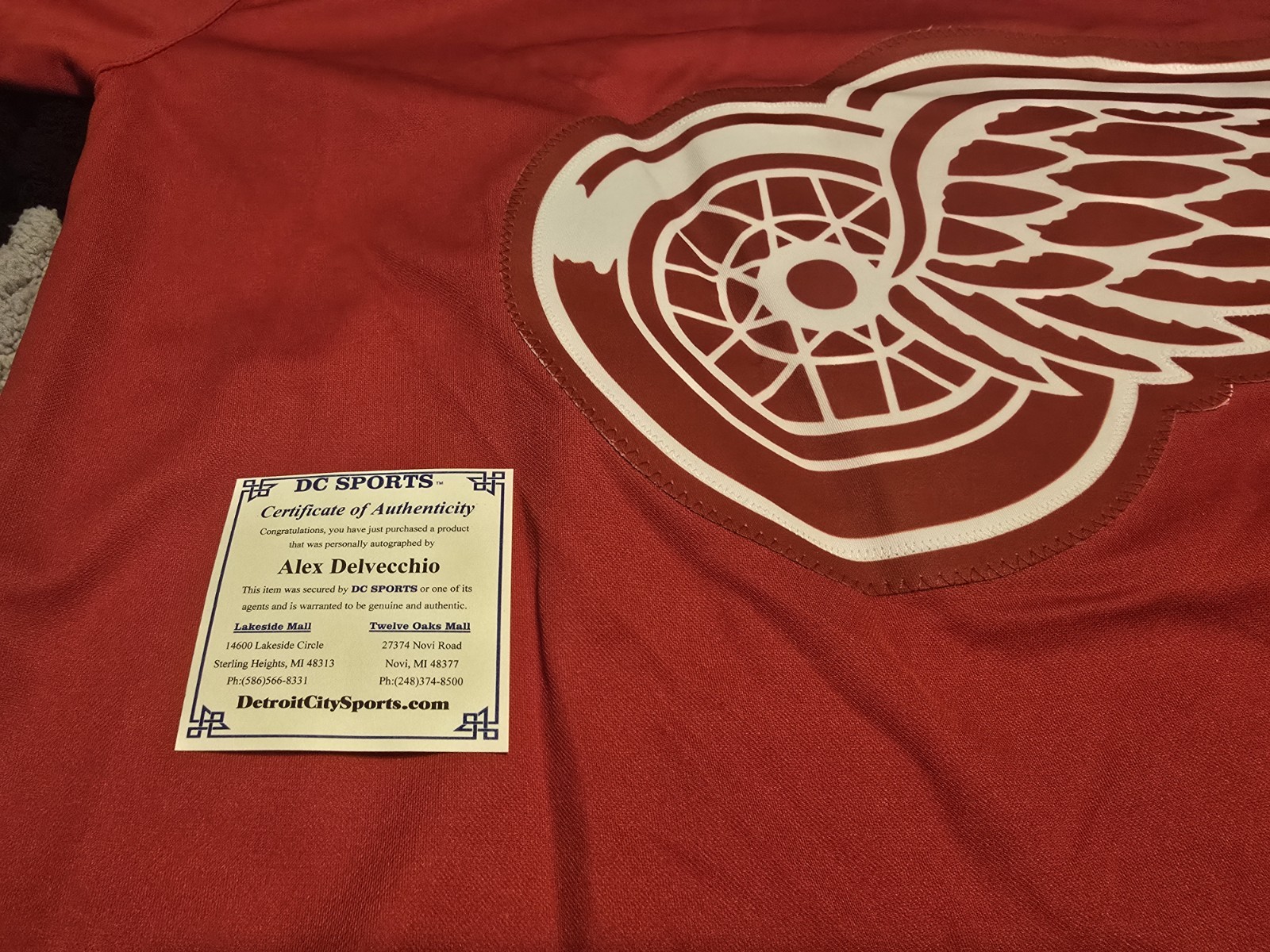 Alex Delvecchio Autographed Detroit Redwings Jersey with COA LOOK!!!!!!!