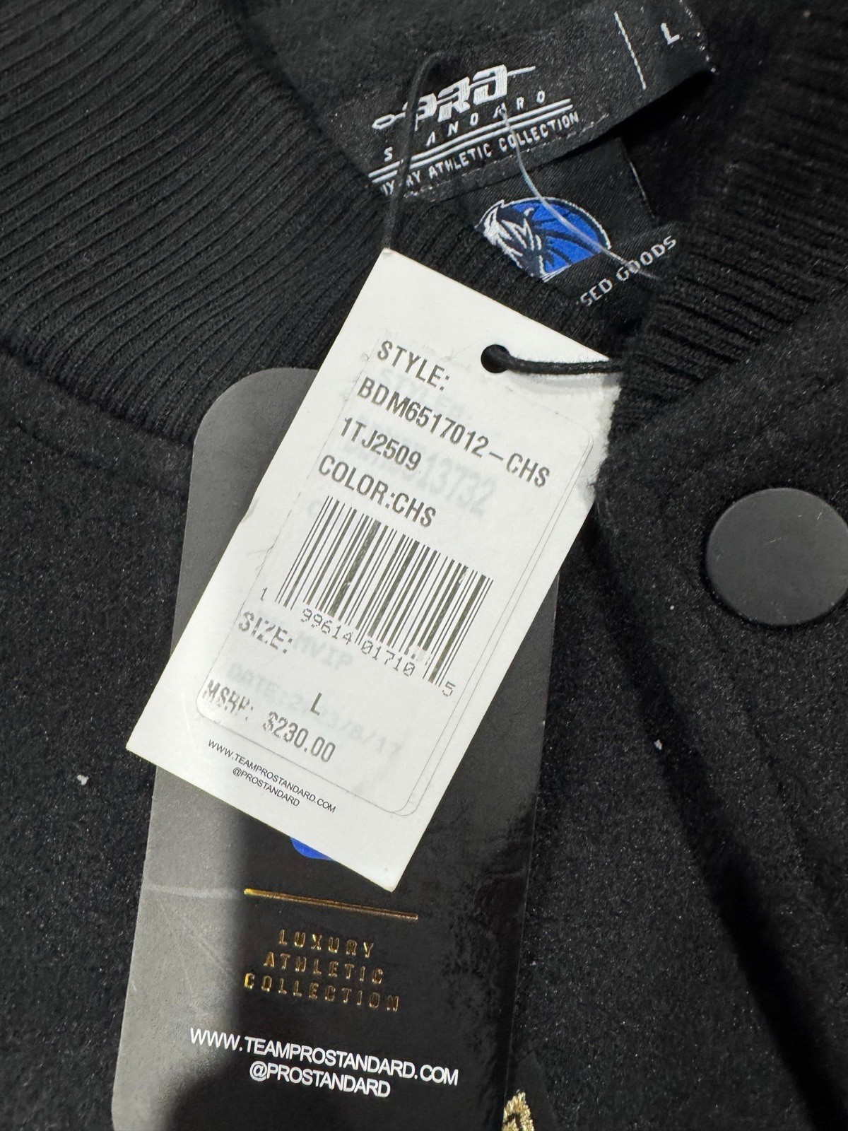 New Men’s Dallas Mavericks Pro Standard Wool Varsity Jacket Black & Gold Size L