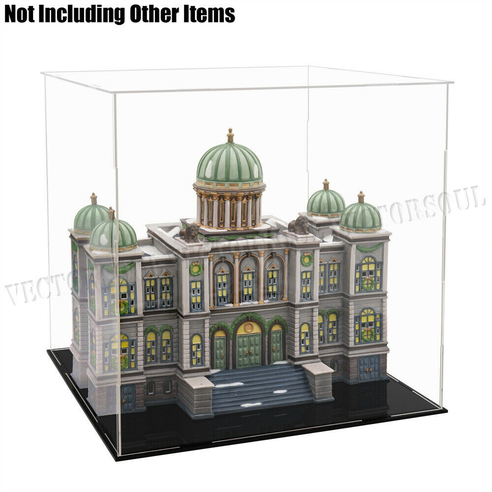 US 11.8″ Cube Acrylic Display Case Clear Perspex Big Box Plastic Base Dustproof