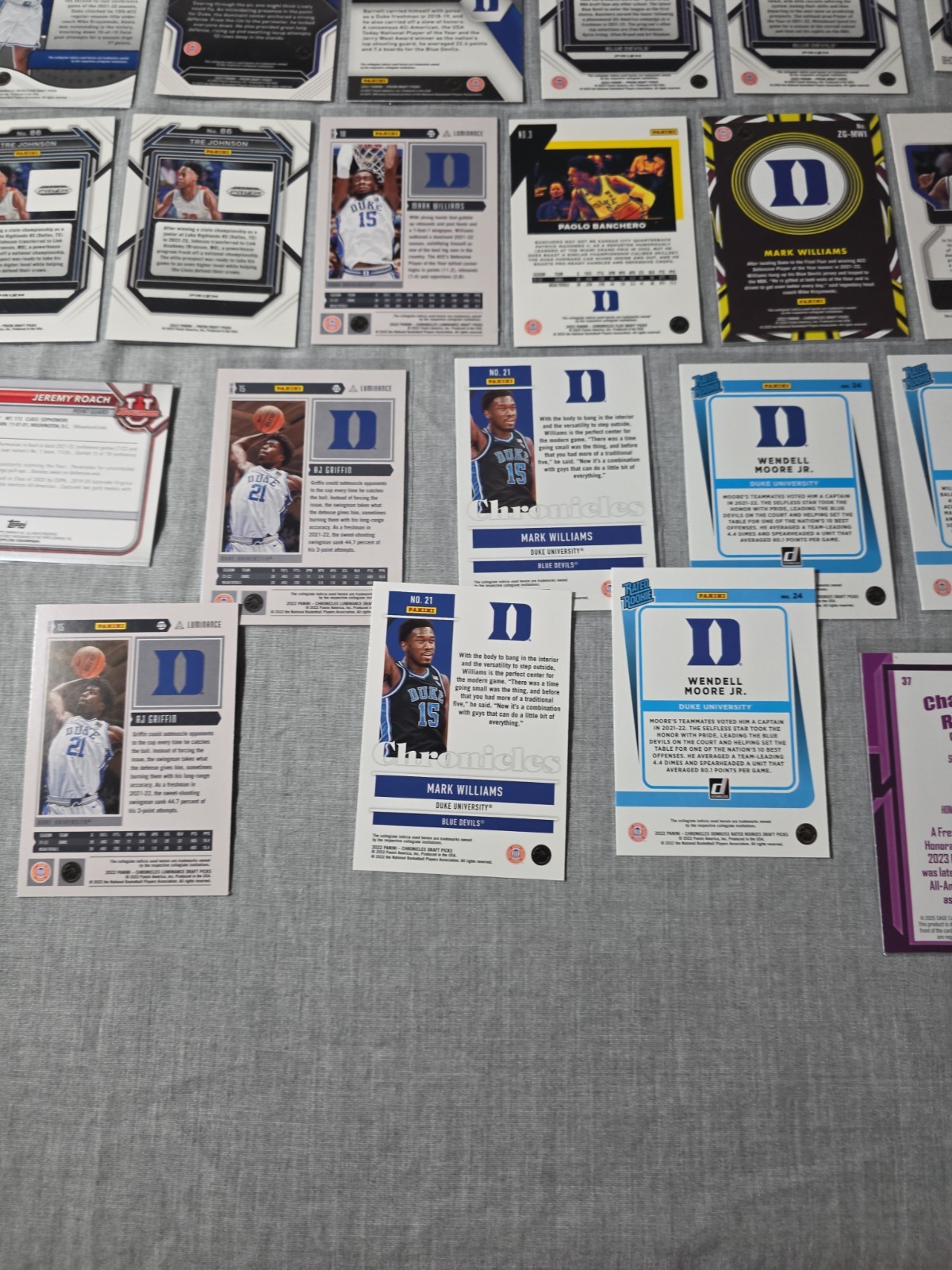 Duke University Blue Devils Basketball/Football Trading Card Lot Of 24
