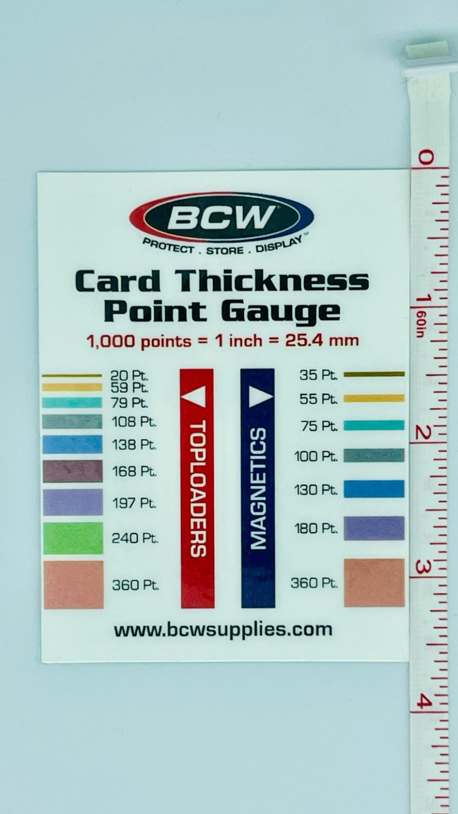 BCW Card Thickness Point Gauge | 20pt | DOUBLE-SIDED | LAMINATED | CARDSTOCK