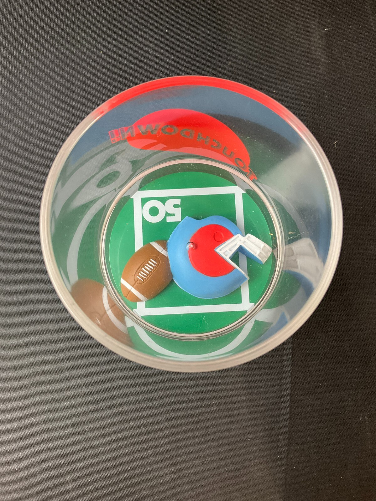 Vintage Football Touchdown Plastic Acrylic Cup w/Helmet and Football Bottom