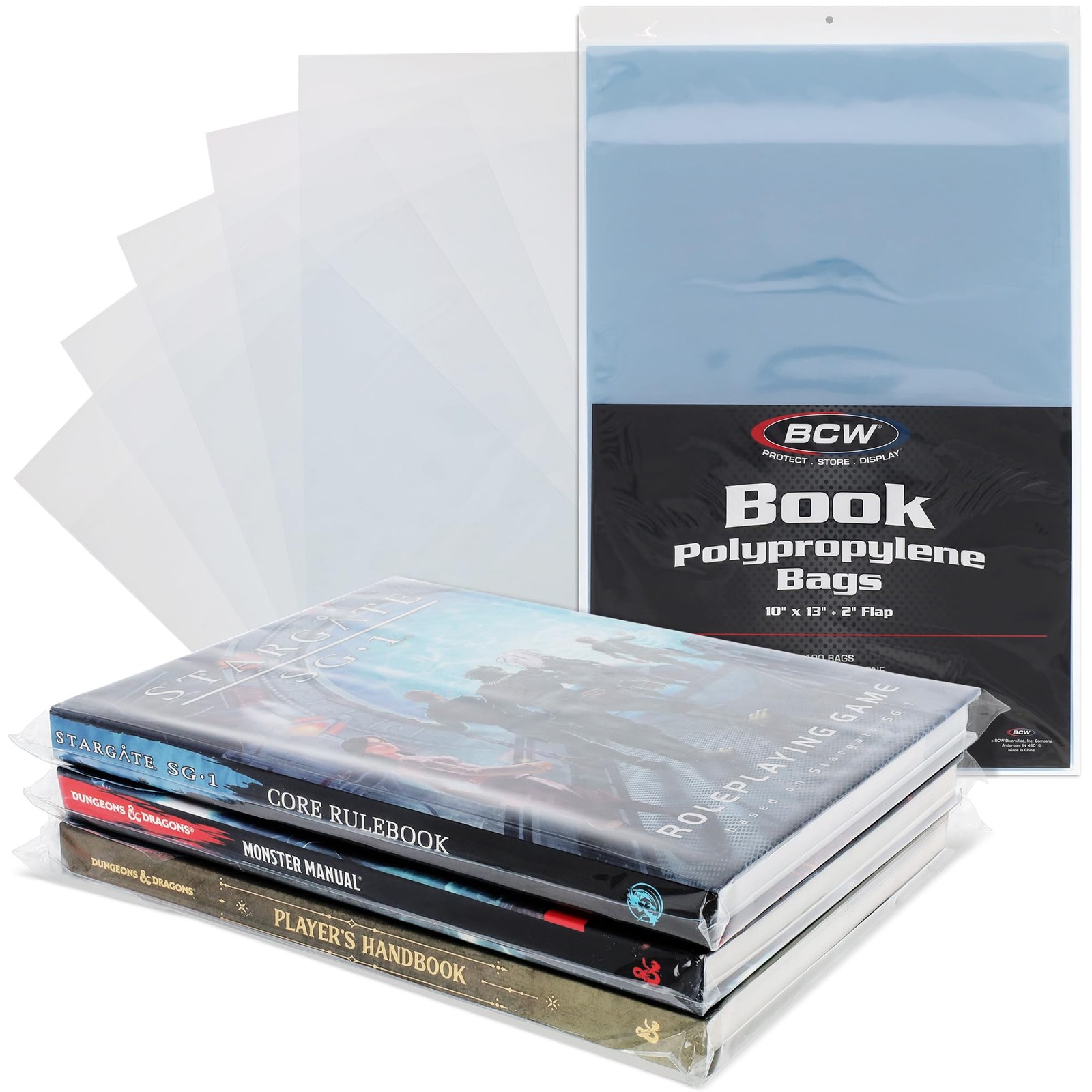Book Storage Bags – 100 Pack | 10″ x 13″ + 2″ Fold-Over Flap | Archival-Safe …