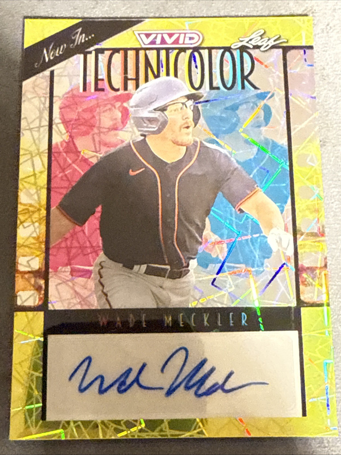 Wade Meckler Auto 1/1 2023 Leaf Vivid Technicolor #T-WM1 Yellow Laser 1 Of 1
