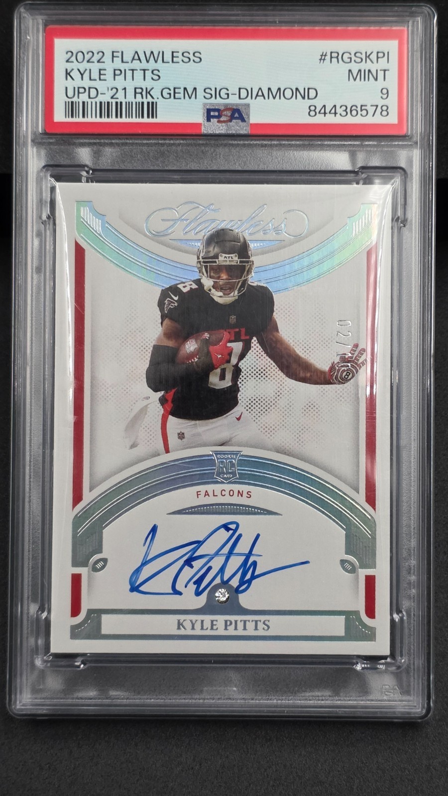 2021 Kyle Pitts Flawless Diamond Auto /10 #RGS-KPI PSA 9 RC – POP 2 NONE HIGHER
