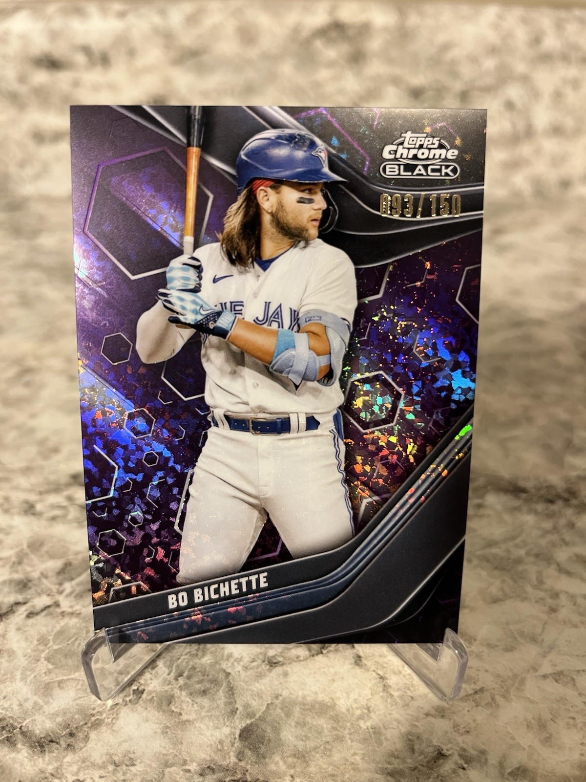 2023 Topps Chrome Black – Bo Bichette #71 Purple Mini-Diamond Refractor /150