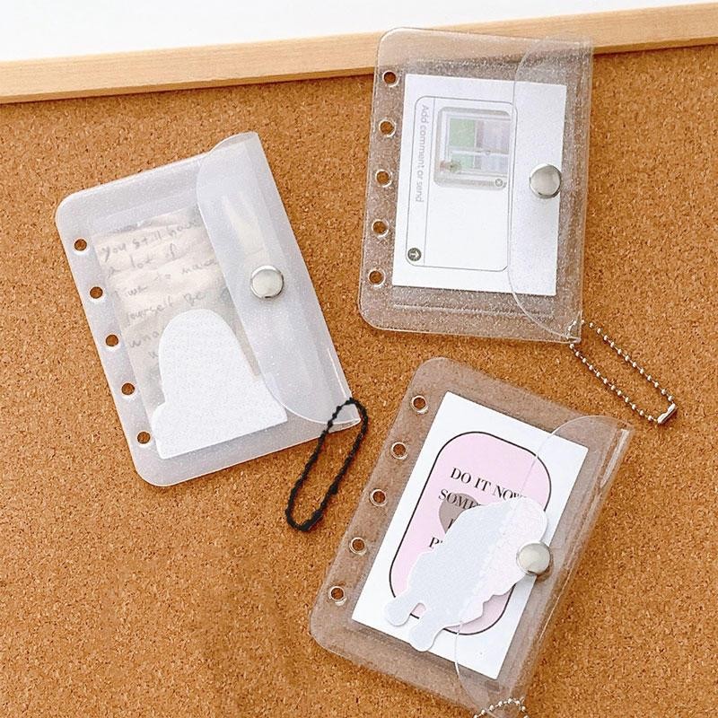 M5 5holes Loose Leaf Card Sleeve Pvc Transparent Glitter Small Fresh Storage Not