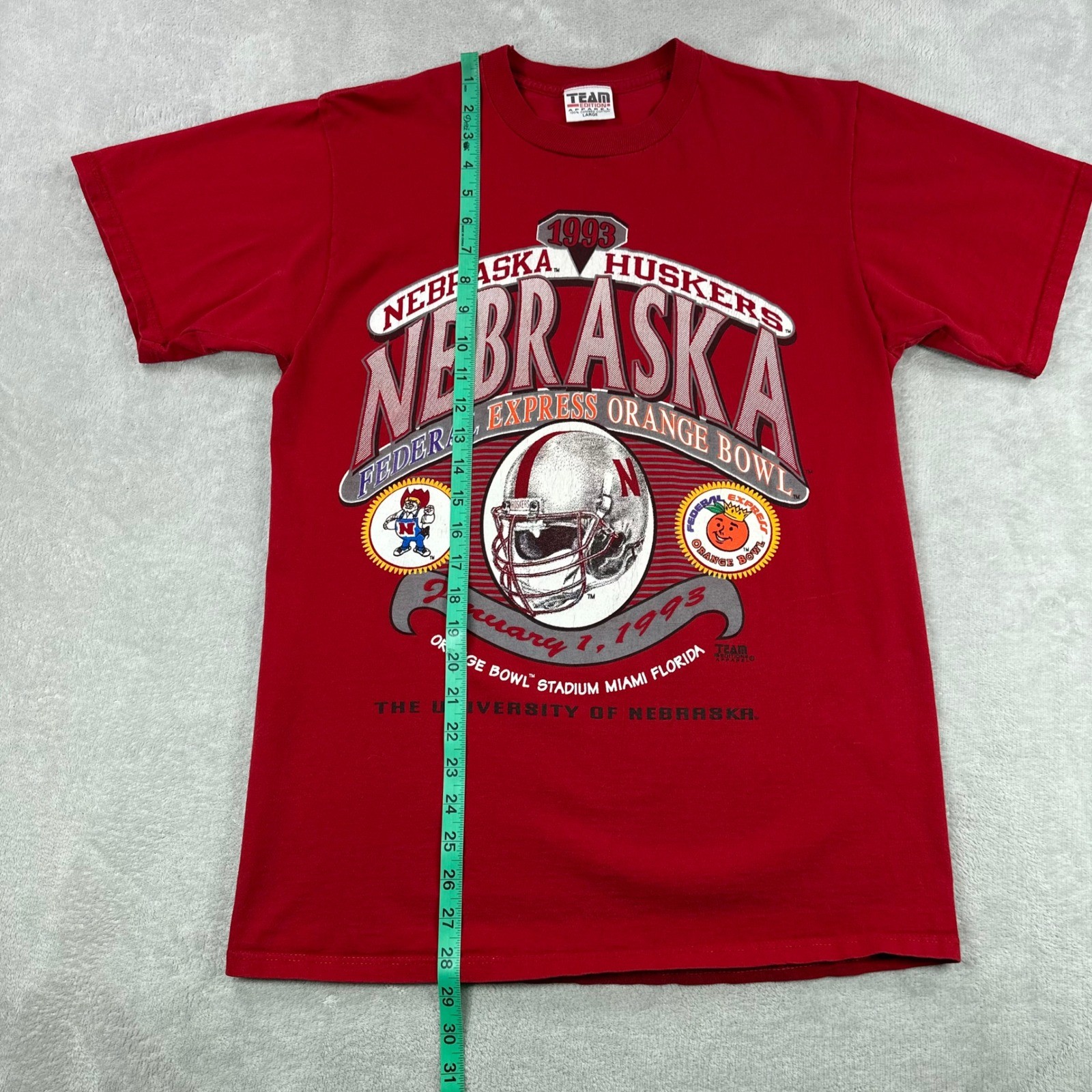 Vintage Nebraska Huskers Shirt Mens Large Red NCAA Football Orange Bowl 90s