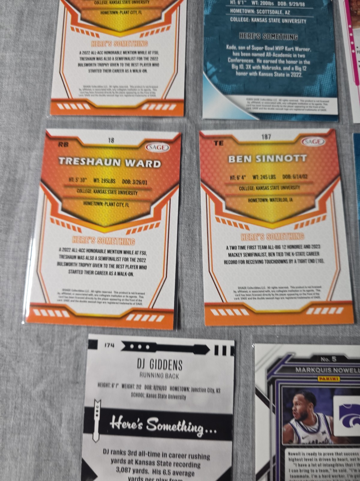 Kansas State University Basketball & Football Trading Card Lot Of 8