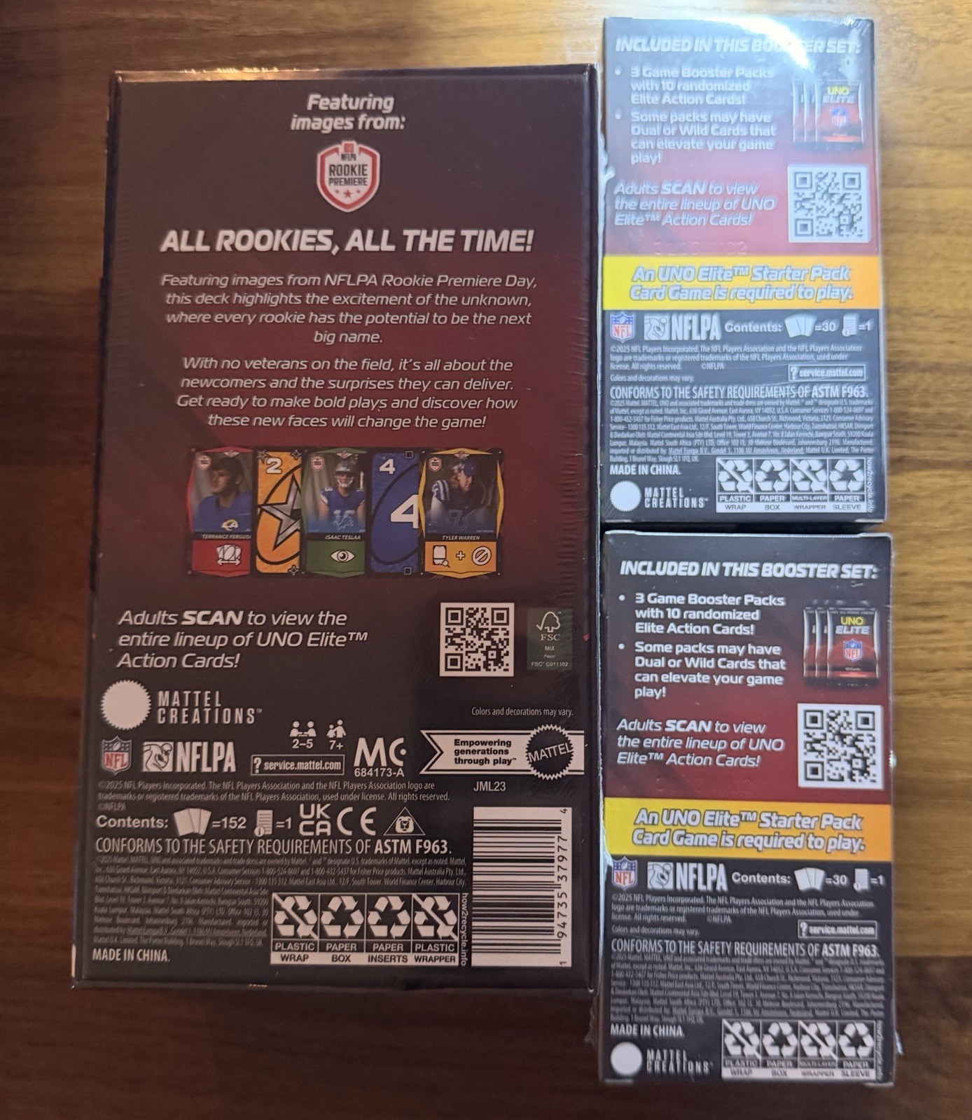 UNO Elite NFL 2025 All-Rookie Edition Football Starter Pack & 2 Booster Sets