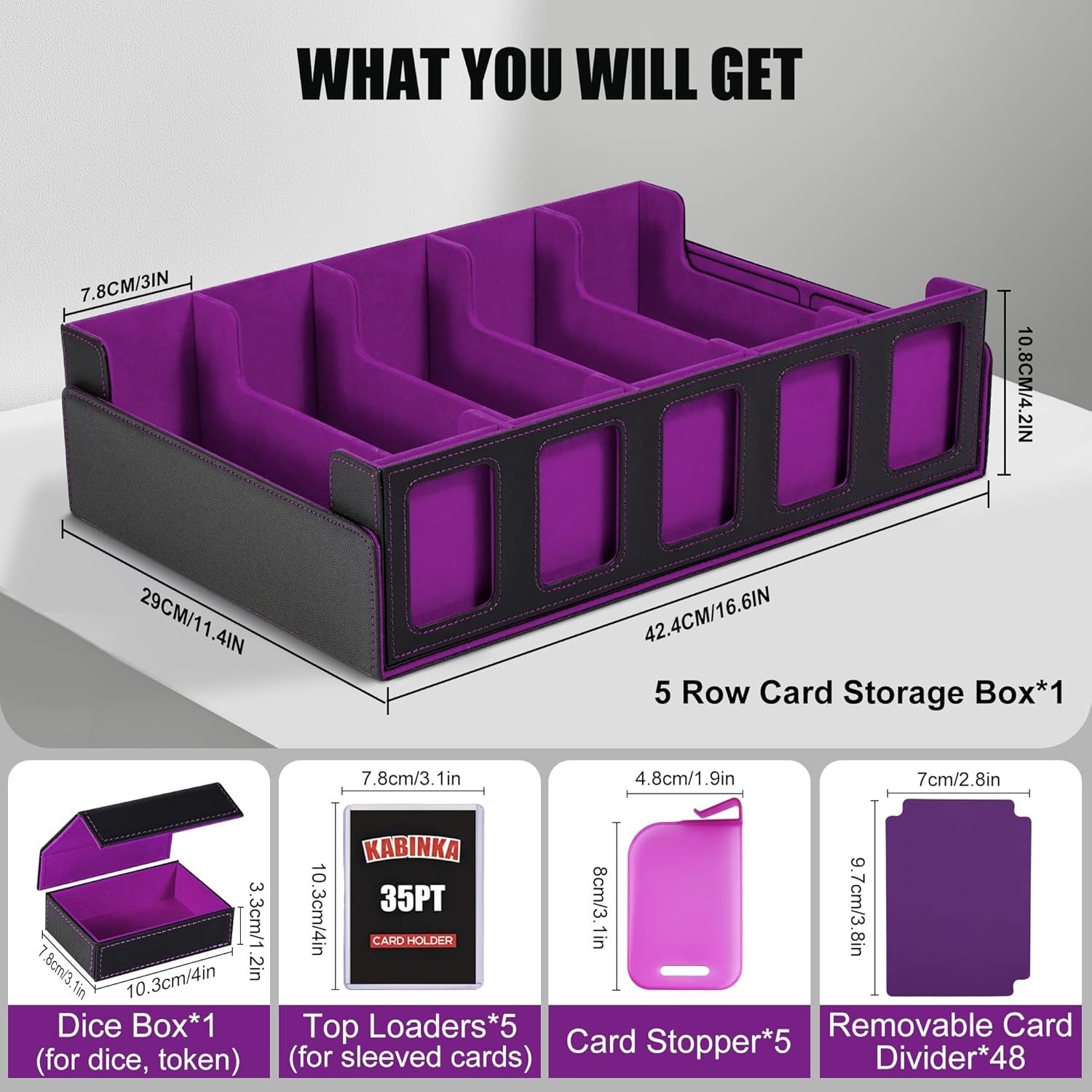 Trading Card Storage Box with Commander Display , 5-Row Deck Case with Remova…
