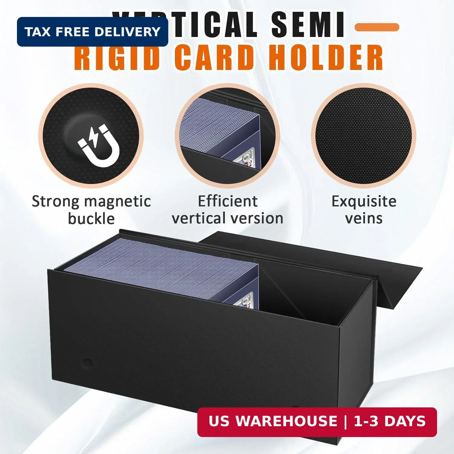 Semi Rigid Card Holder & Magnetic Storage Box Case for Trading Cards – 1ct Black