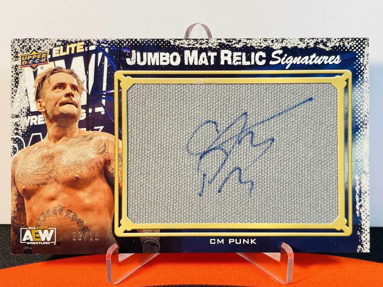 2022 Upper Deck AEW CM Punk Auto Jumbo Mat Relic Achievement /15 WWE ROH SP Read