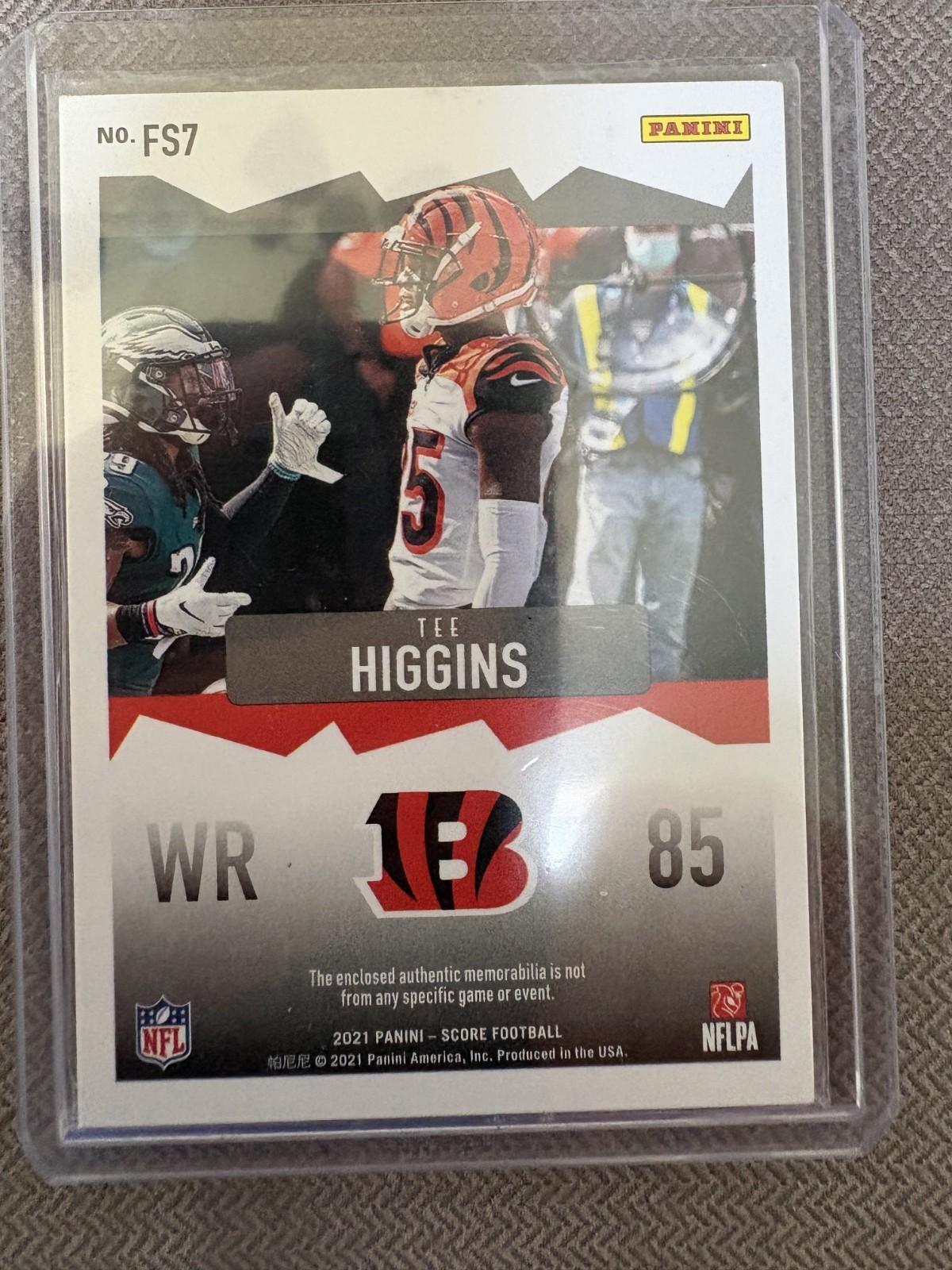 2021 Score – First Score Tee Higgins #FS7 (MEM) Patch from bengals. 2021 panini