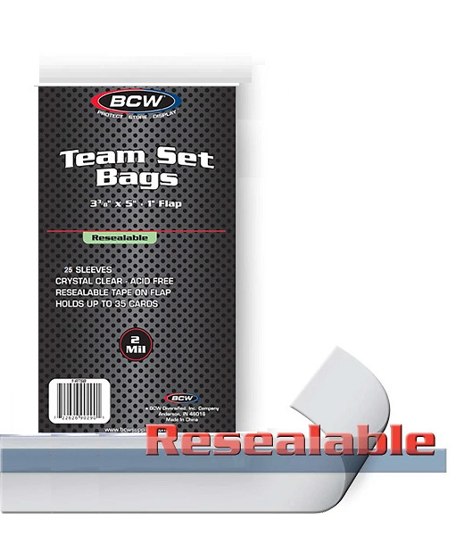 (25) BCW Team Bags Sets Resealable Strip Loose Poly Bags FREE SHIPPING