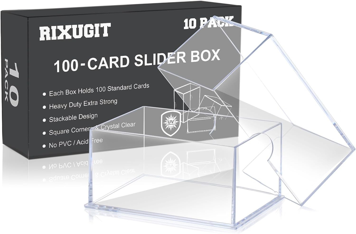 10 Clear Trading Card Boxes – Dustproof & Stackable Storage for 100 Cards Each