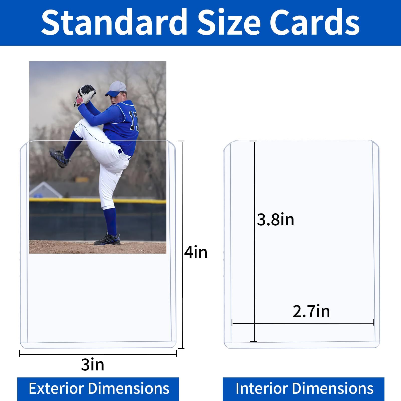 Trading Card Sleeves Hard Plastic Clear Case Holder 42Pc Baseball Card Toploader