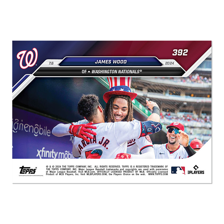 2024 Topps Now 392 James Wood 1st MLB HR & 5-RBI Game -Free Shipping!