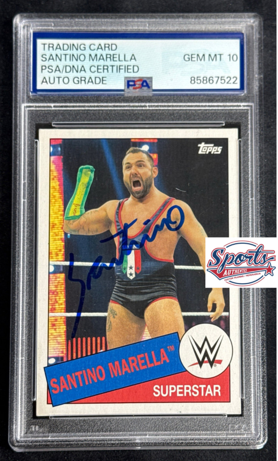 Santino Marella Signed 2015 Topps Heritage WWE Wrestling Card #91 PSA Auto 10