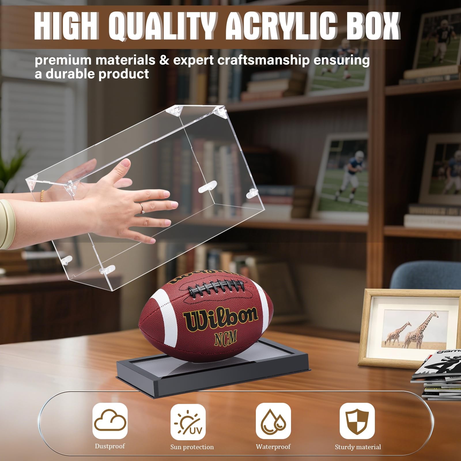 Acrylic Football Display Case with Adjustable LED Light,Autographed Football …