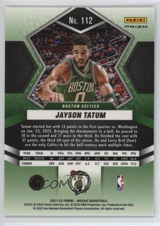 2021-22 Panini Mosaic Fast Break Silver Prizm Jayson Tatum #112 1ph6