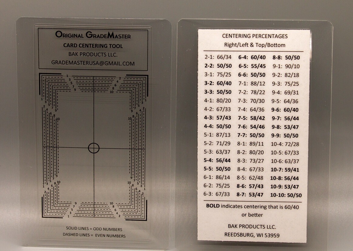 ORIGINAL GRADEMASTER Card Grading / Centering Tool Created in 2015- #1 Design!