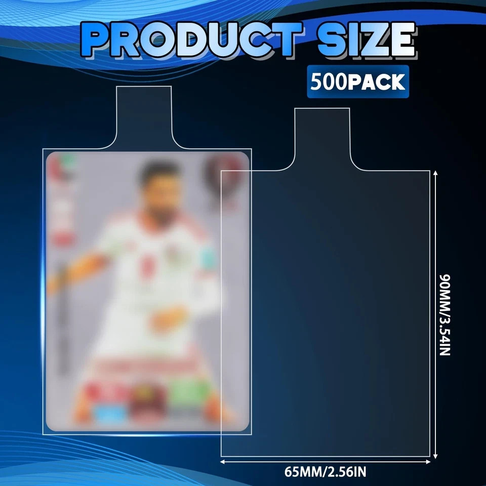 500 Pack Tabbed Sleeves Holders with Pull Tab Trading Card Sleeves for Gradin.