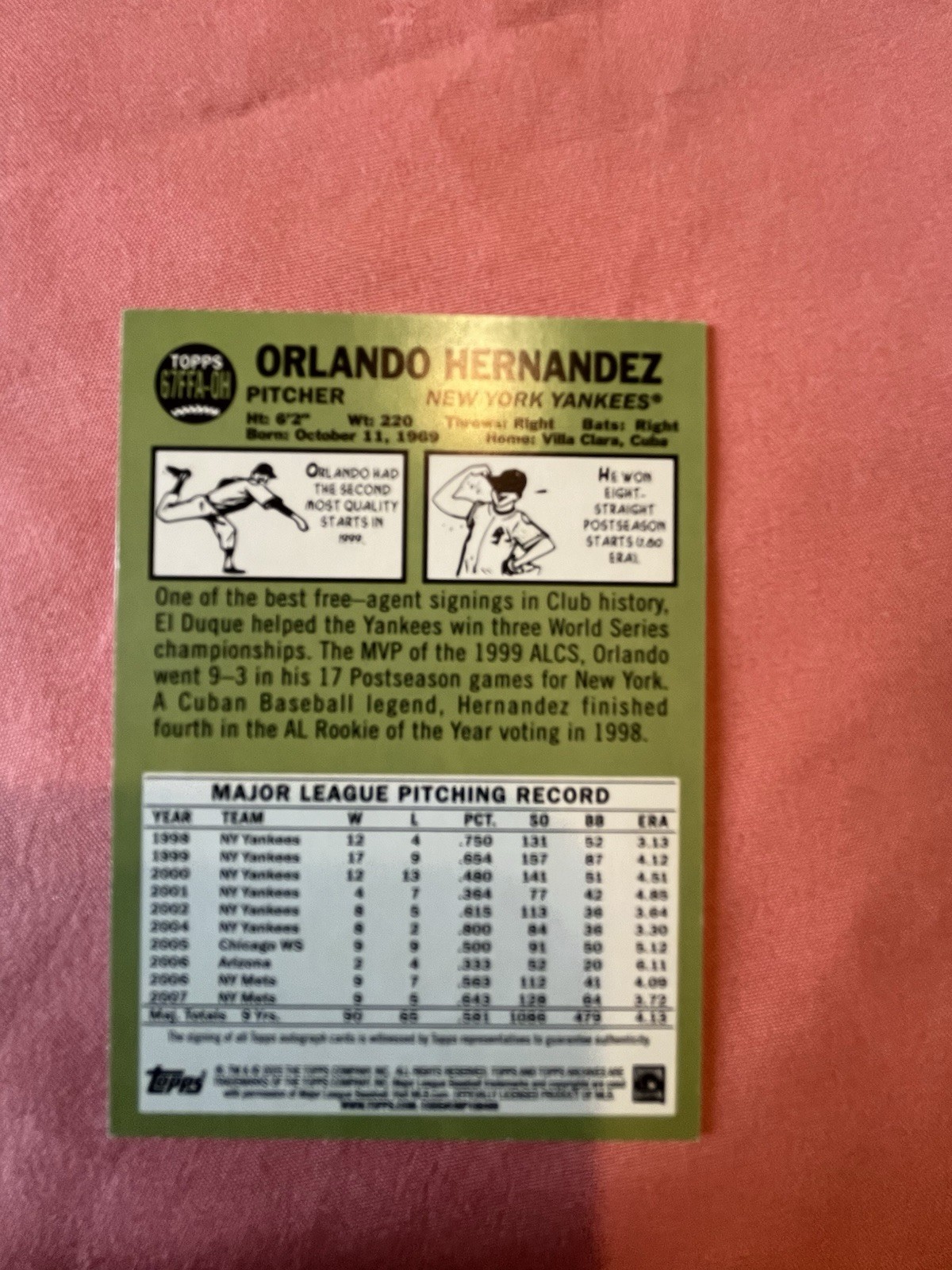 2025 Topps Archives – 1967 Fan Favorites Autographs Orlando Hernandez Gold /50