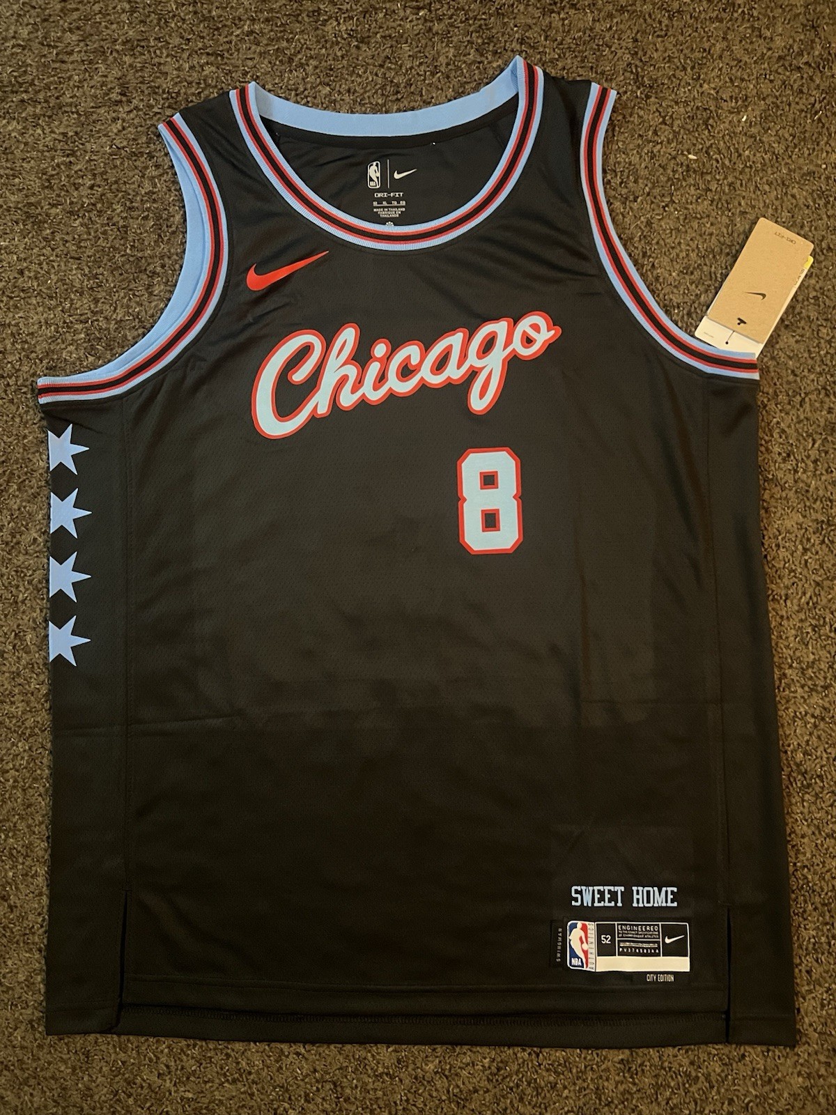 NWT Yuki Kawamura #8 Chicago Bulls Jersey Large Black Japanese Samurai Nipon JAP
