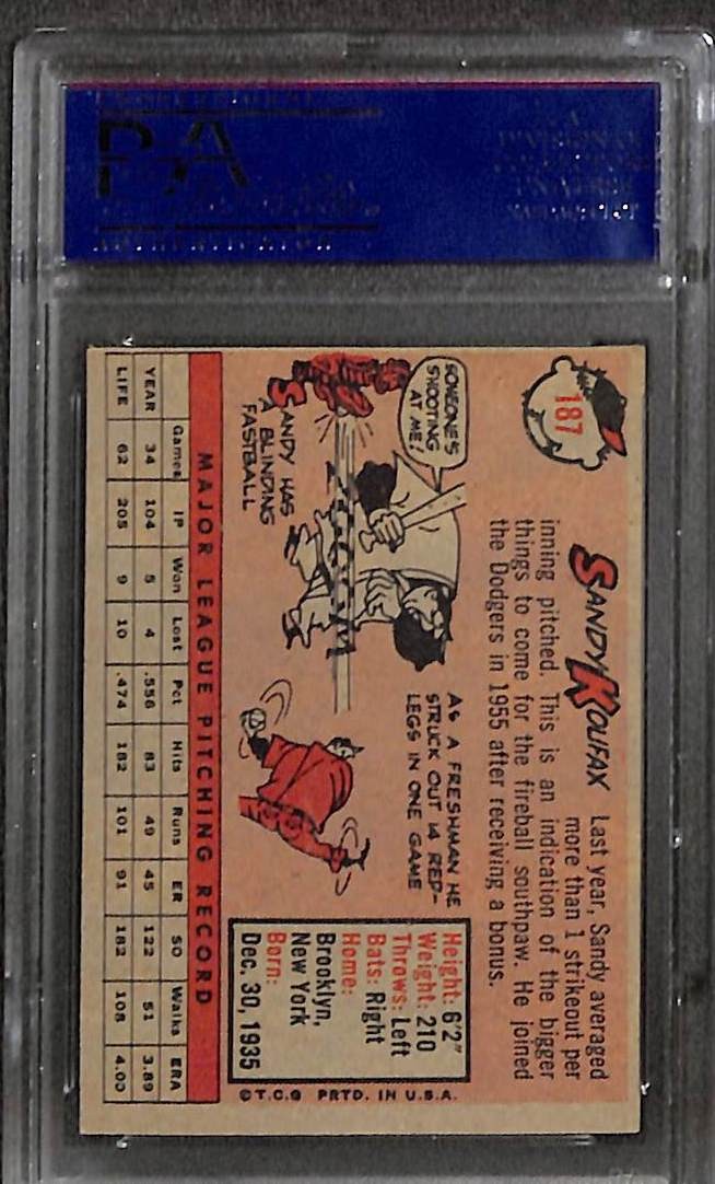 1958 Topps #187 Sandy Koufax Dodgers PSA 6 EX-MT 40597467
