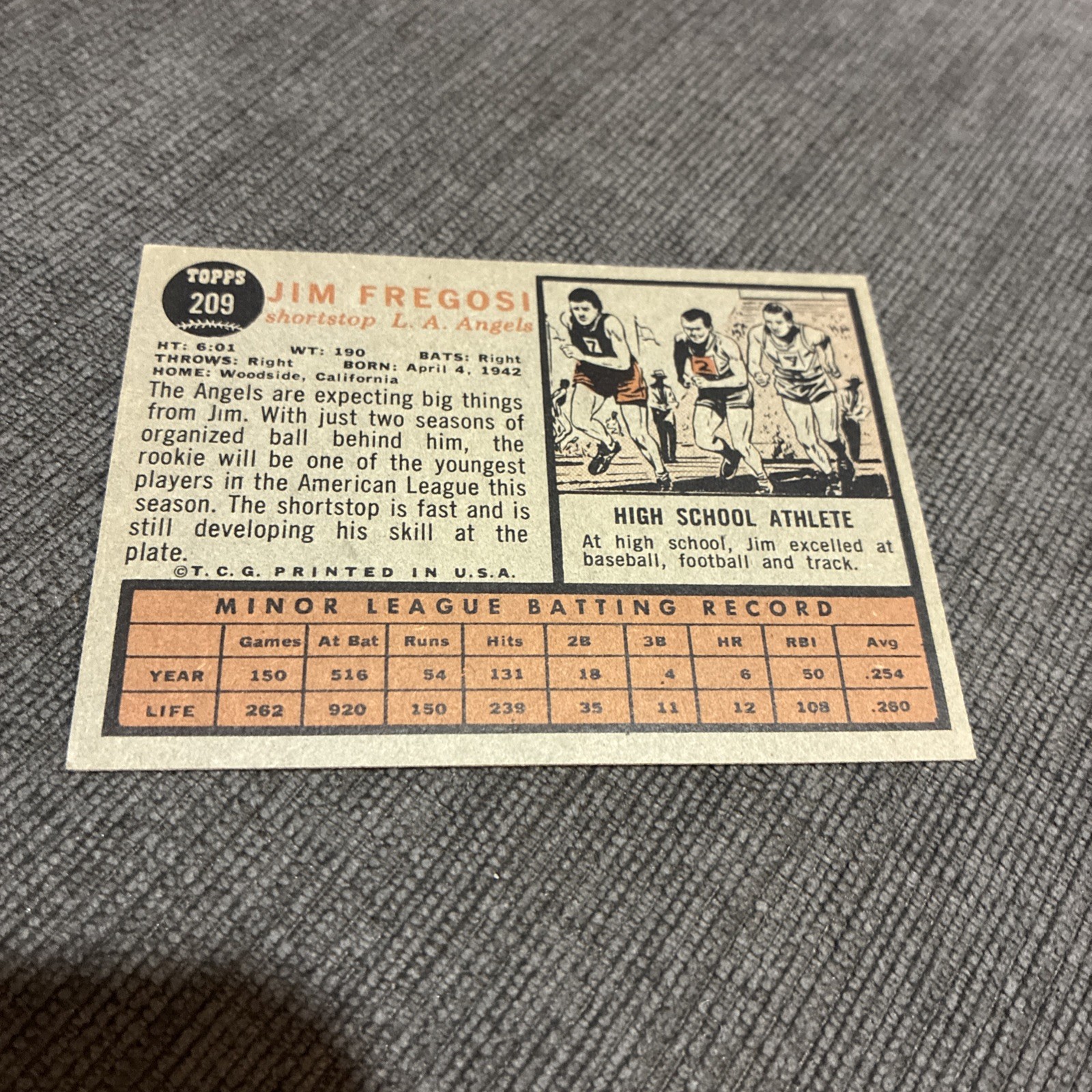 1962 Topps – Jim Fregosi #209 (RC)