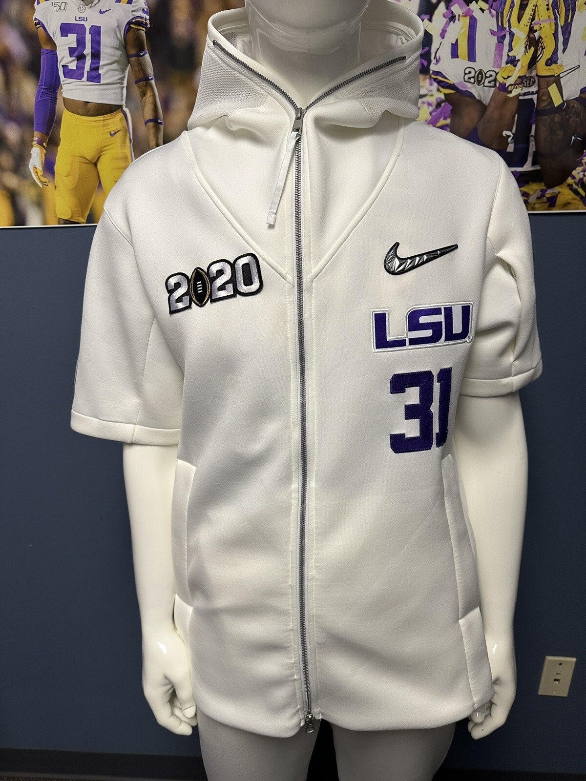LSU Football #31 player Issued 2020 National championship Suit + Player Pass + +