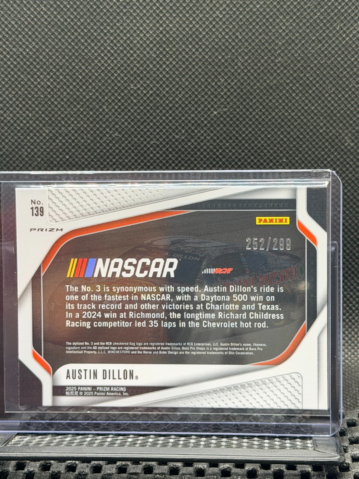 Austin Dillon 2025 Prizm Racing – Pulsar Prizm #252/299 – #139 Rides