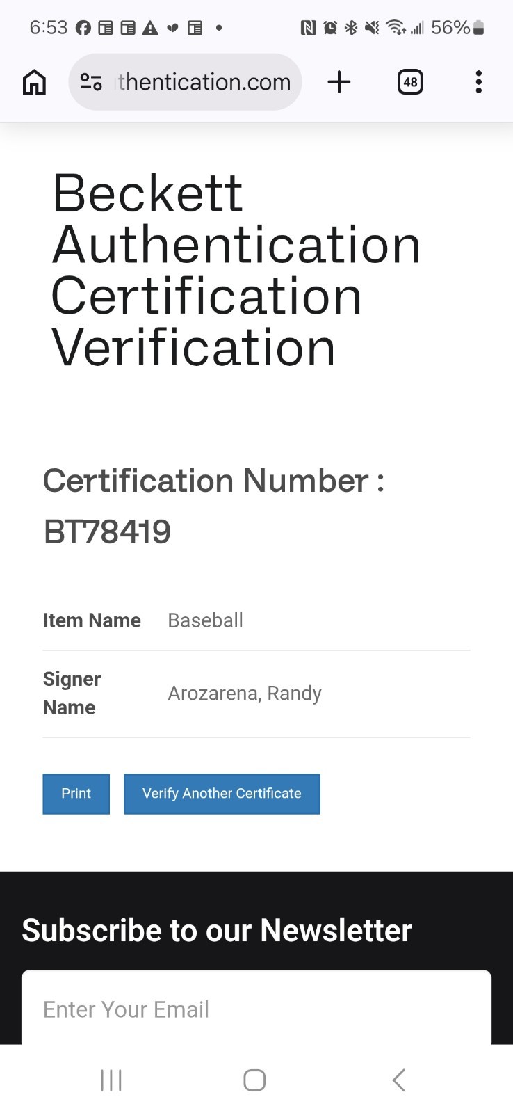 Randy Arozarena Signed Autographed Baseball Beckett BAS COA