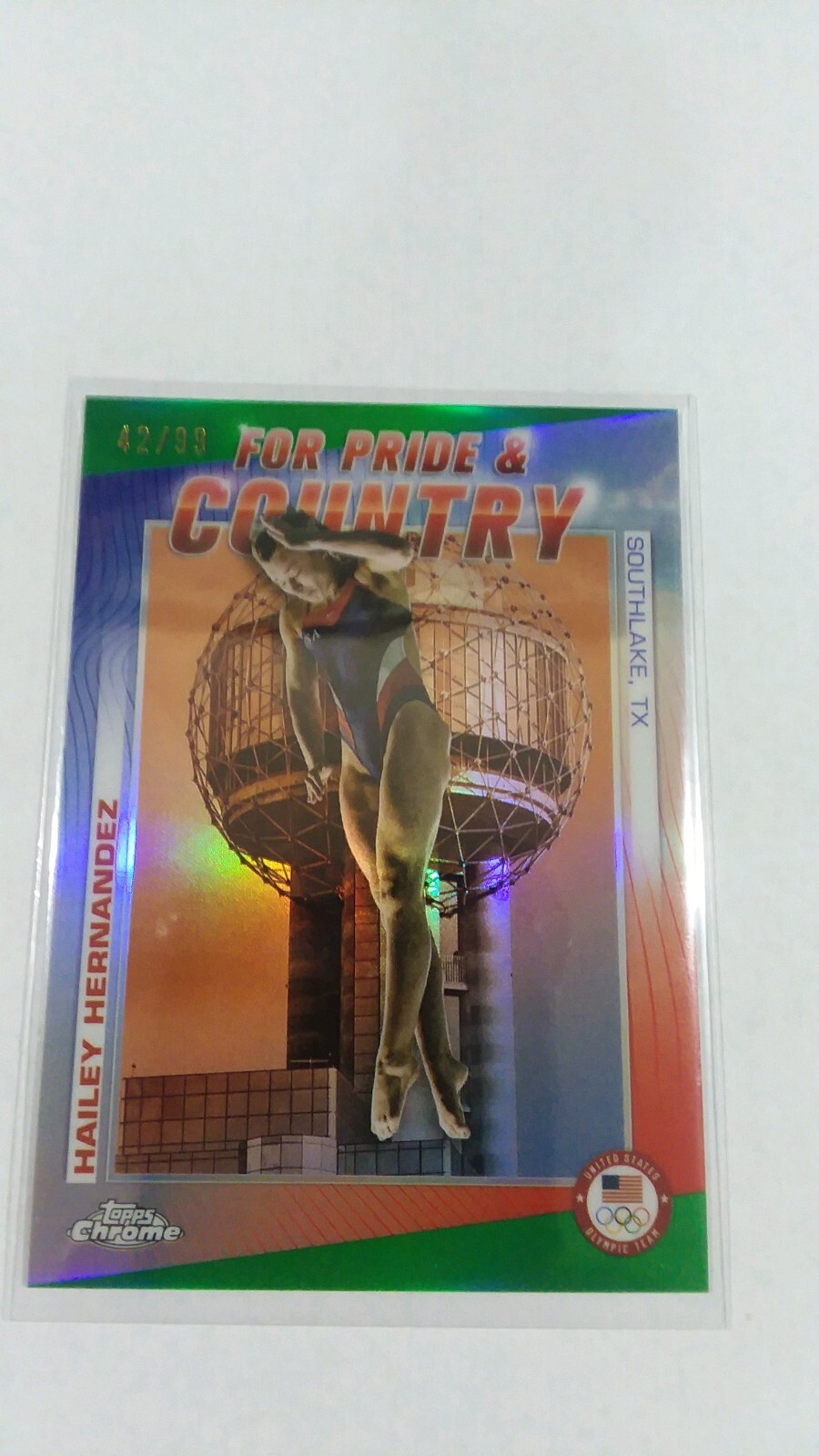 2024 Topps Chrome US Olympic Hailey Hernandez Green 42/99 Pride & Country PC-7