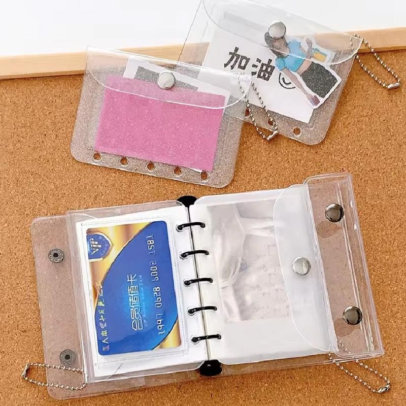 M5 5holes Loose Leaf Card Sleeve Pvc Transparent Glitter Small Fresh Storage Not