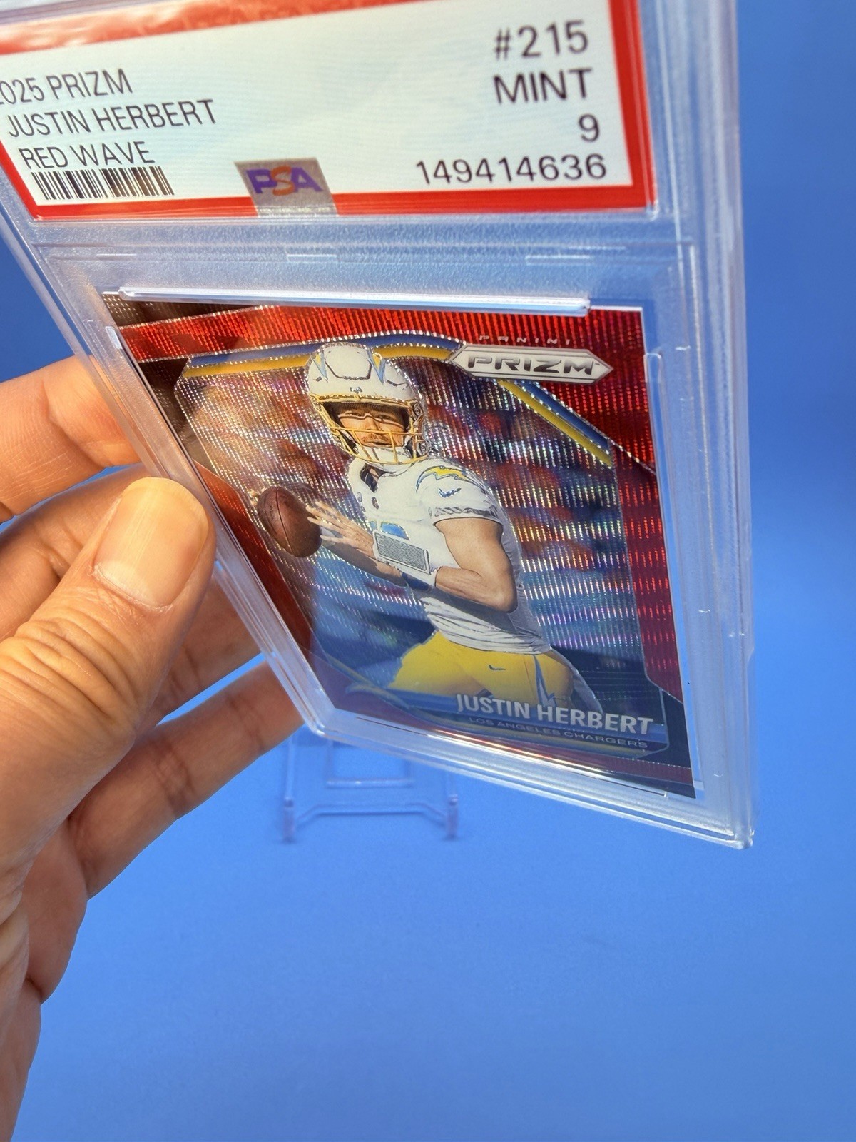 2025 Prizm ~ JUSTIN HERBERT ~ Red Wave Prizm #’d /149 ~ PSA 9 MINT POP 1 🔥